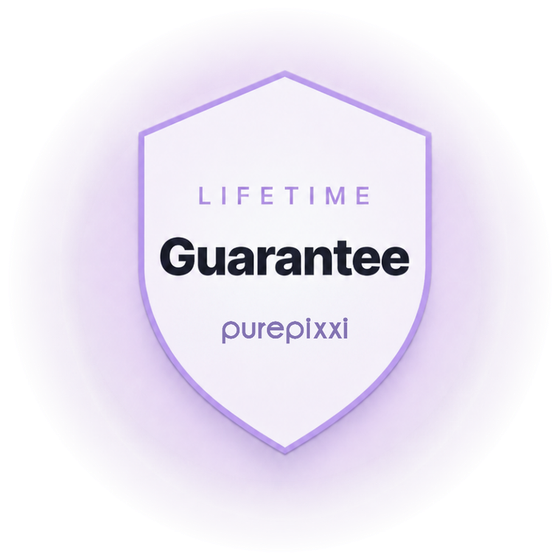 The purepixxi lifetime guarantee shield.
